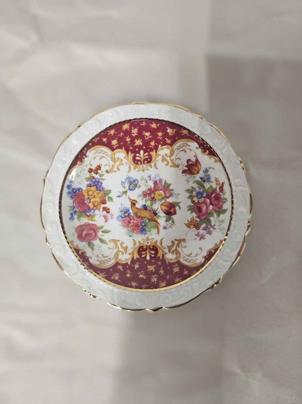 Vintage Paragon Rockingham Red Trinket Dish 5" Fine Bone China England